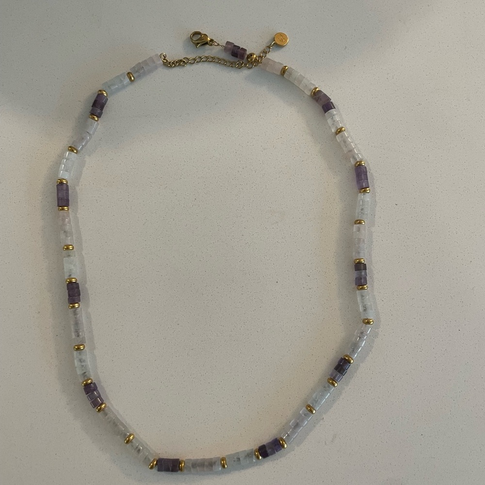Elegant Gold and Purple Beaded Necklace